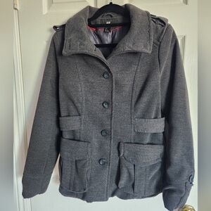 H&M Women's Gray Collared Long Sleeve Peacoat Size 10